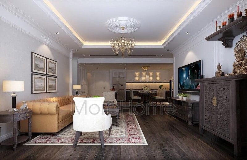 Phòng khách chung cư của chúng ta được trang trí ấn tượng và nổi bật hơn bằng cách sử dụng những món đồ nội thất gỗ tự nhiên.